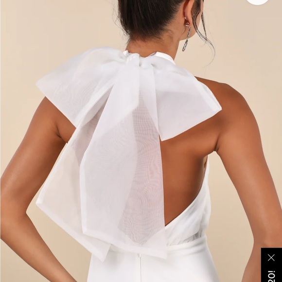 Lulu's Simply Magnificent White Organza Halter Backless Mini Dress - Picture 4 of 6